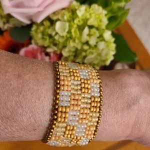 Seed Bead Square Design Woven Bracelet